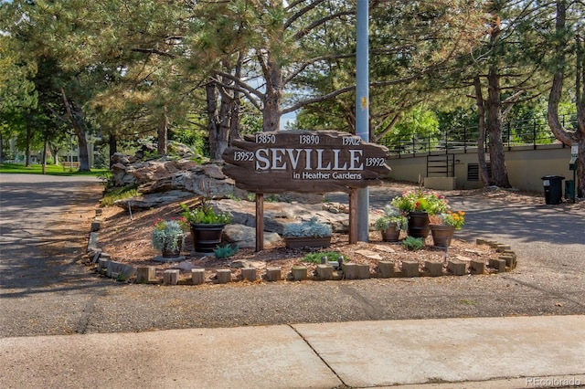 view of community sign