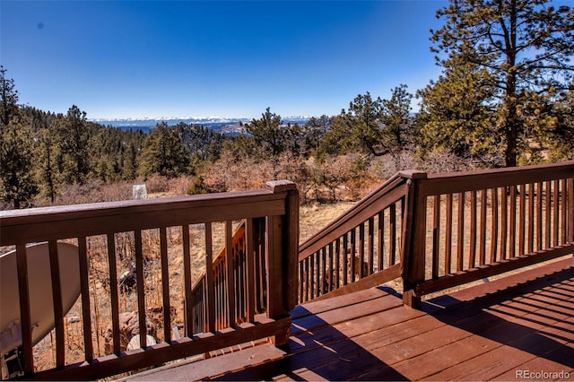 deck with a view of trees