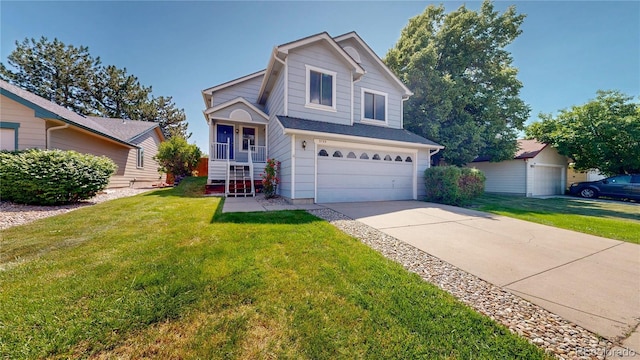 3755 Shefield Dr, Broomfield, CO 80020 - traditional-style house featuring a garage, a front lawn, and driveway
