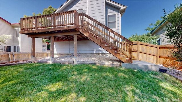 3755 Shefield Dr, Broomfield, CO 80020 - back of house featuring a fenced backyard, a deck, and stairs