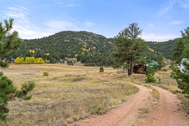 view of mountain feature featuring a rural view