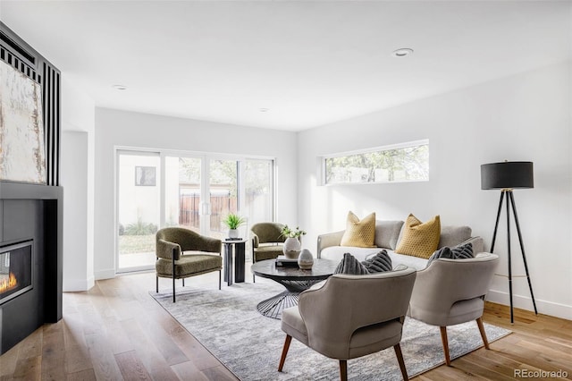 living room with light wood-type flooring