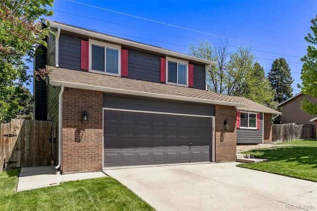 6062 S Newport St, Centennial, CO 80111 - view of front of property featuring brick siding, a garage, and concrete driveway