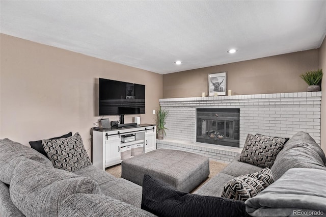 6062 S Newport St, Centennial, CO 80111 - living room featuring recessed lighting, a fireplace, and baseboards