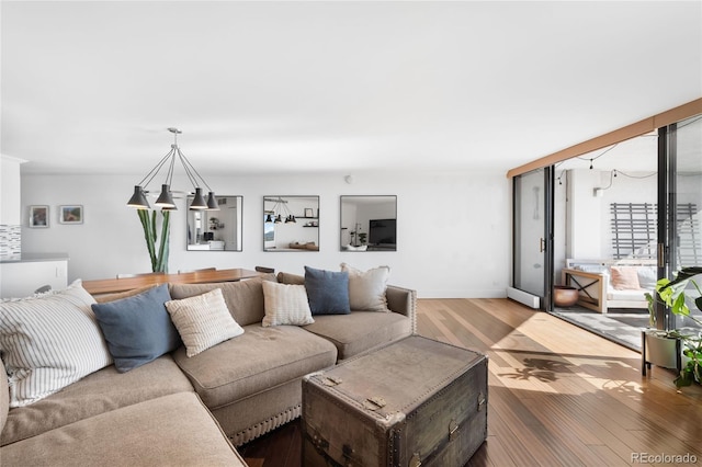 living room with wood finished floors