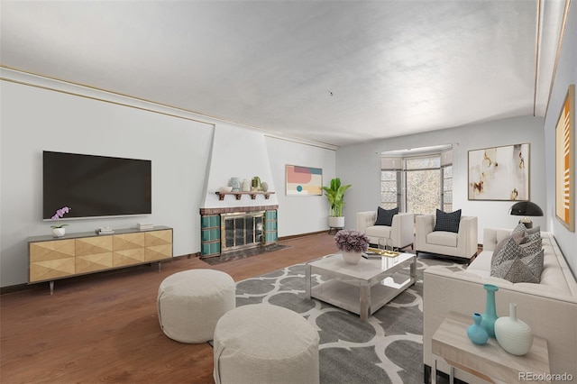 living room with wood-type flooring