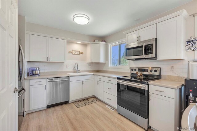 3516 Marigold St, Evans, CO 80620 - kitchen featuring light countertops, a sink, backsplash, and stainless steel appliances