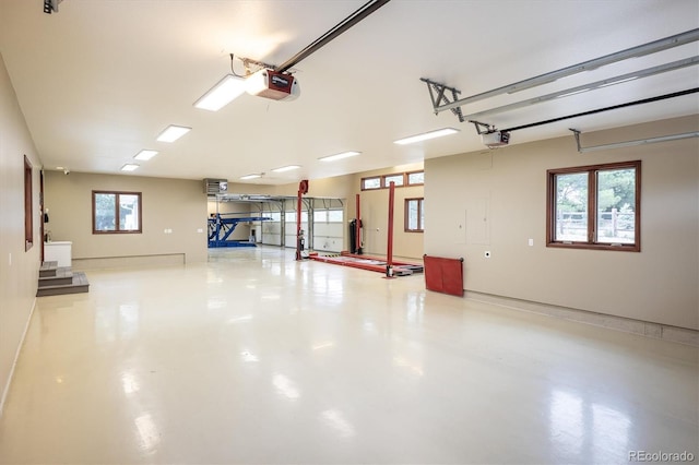 garage with a garage door opener