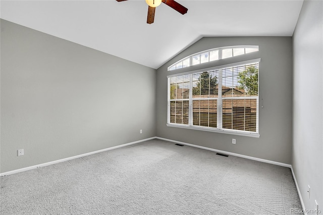 14333 E Napa Pl Unit 5D, Aurora, CO 80014 - empty room featuring lofted ceiling, ceiling fan, carpet floors, and baseboards