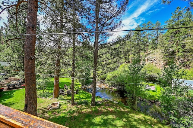 view of yard featuring a water view