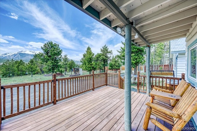 38 D Rd, Silverthorne, CO 80498 - deck with a mountain view and a fenced backyard