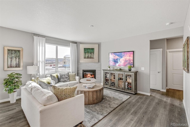 living room with hardwood / wood-style flooring