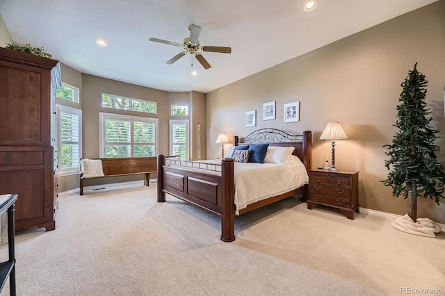 11070 Meade Ct, Westminster, CO 80031 - bedroom featuring light colored carpet, recessed lighting, and a ceiling fan