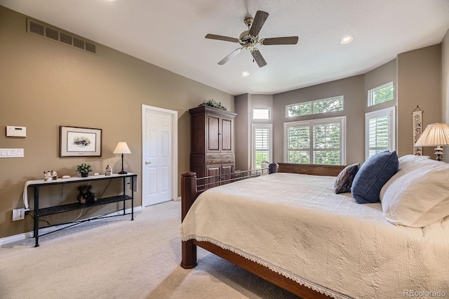 11070 Meade Ct, Westminster, CO 80031 - bedroom with light colored carpet, recessed lighting, and a ceiling fan