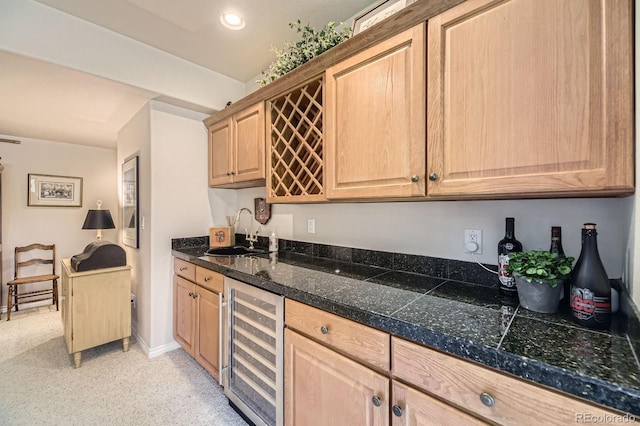 11070 Meade Ct, Westminster, CO 80031 - indoor wet bar featuring wine cooler, light carpet, and recessed lighting