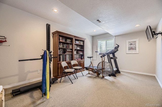 11070 Meade Ct, Westminster, CO 80031 - exercise area featuring carpet flooring, a textured ceiling, and recessed lighting