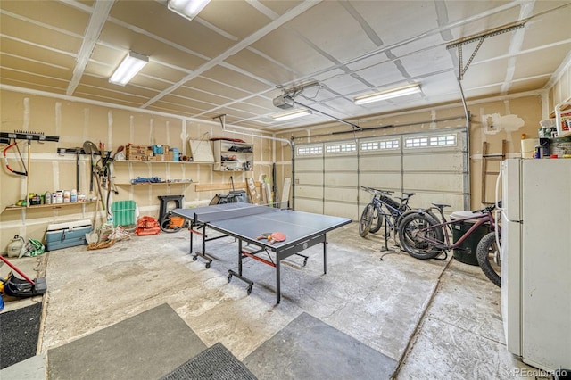 988 Ruby Ln, Leadville, CO 80461 - garage featuring freestanding refrigerator and a garage door opener