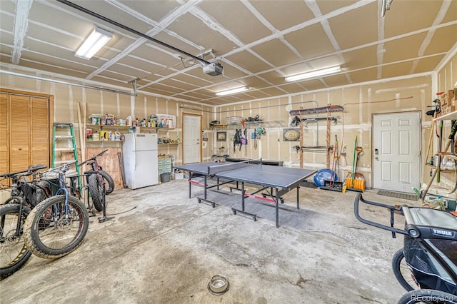988 Ruby Ln, Leadville, CO 80461 - garage with freestanding refrigerator and a garage door opener