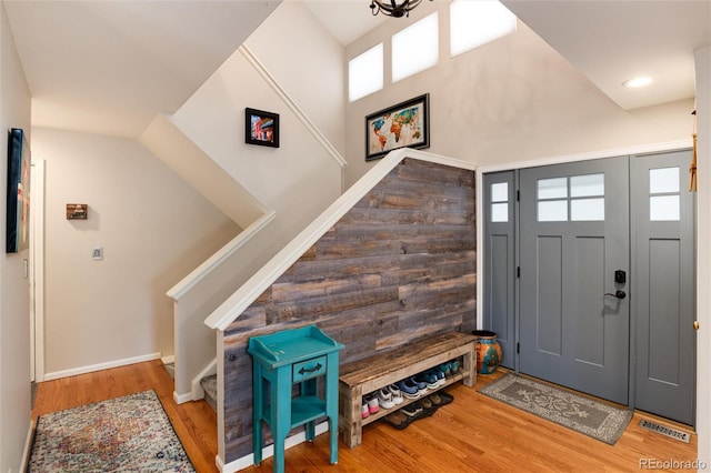 foyer featuring wood-type flooring