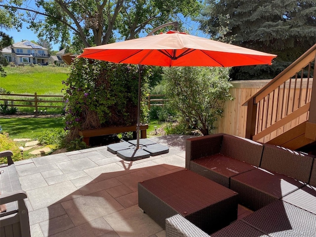 view of patio with an outdoor living space