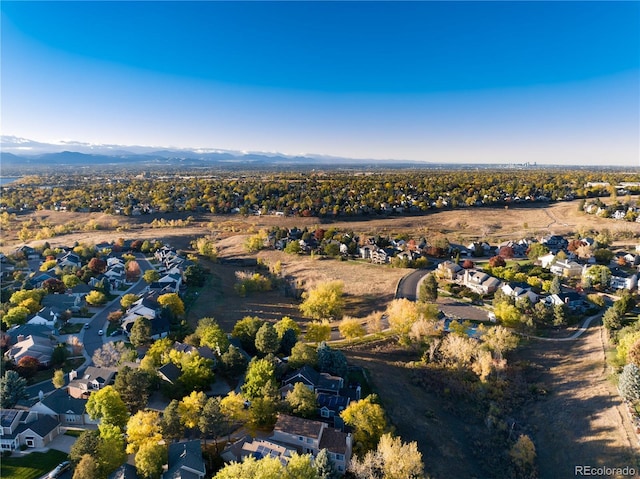 bird's eye view with a mountain view