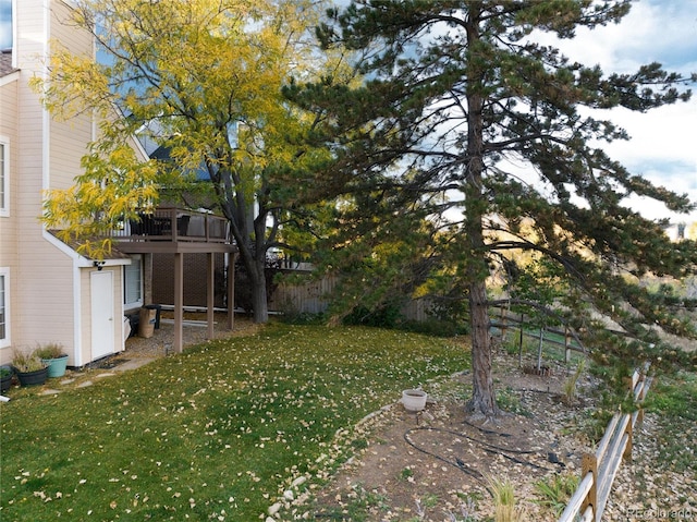 view of yard with a deck