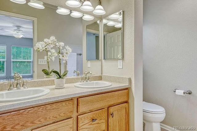 17225 Lark Water Ln Unit C, Parker, CO 80134 - bathroom with double vanity and a ceiling fan