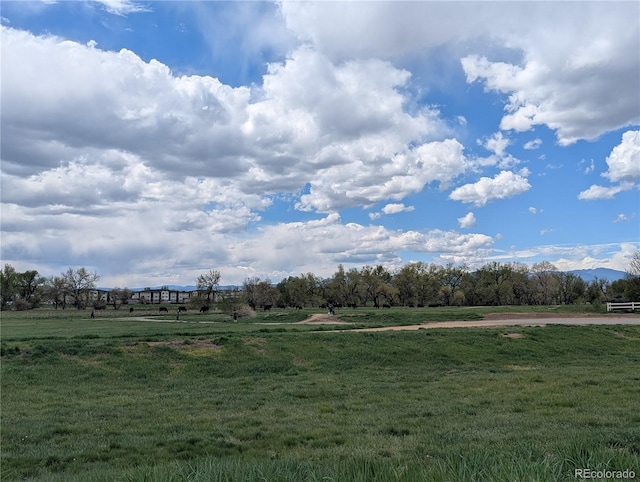 view of community with a yard and a rural view