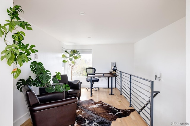 living area with light hardwood / wood-style floors