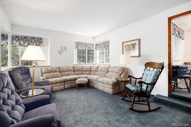 view of carpeted living area