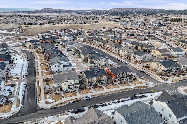 drone / aerial view with a mountain view