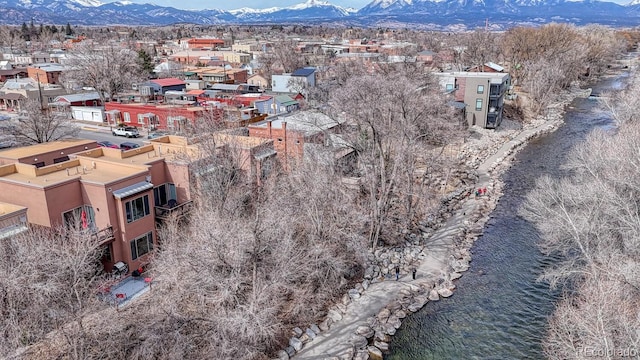 bird's eye view featuring a mountain view and a residential view