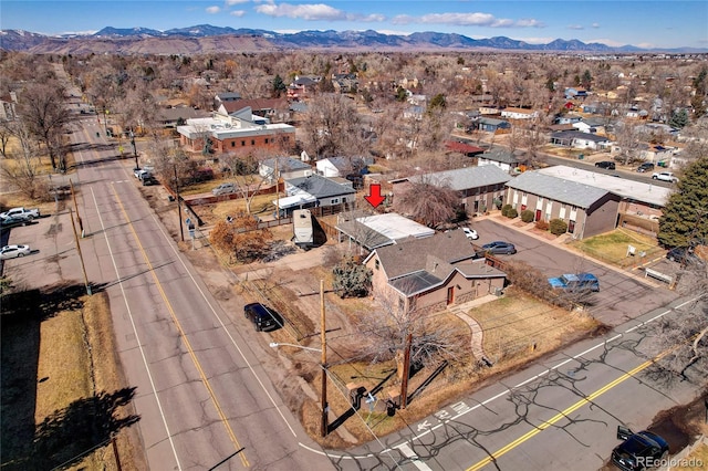 bird's eye view with a residential view and a mountain view