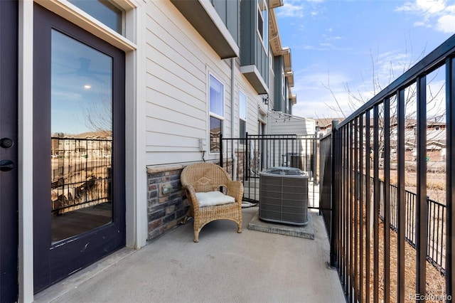 balcony featuring central AC unit