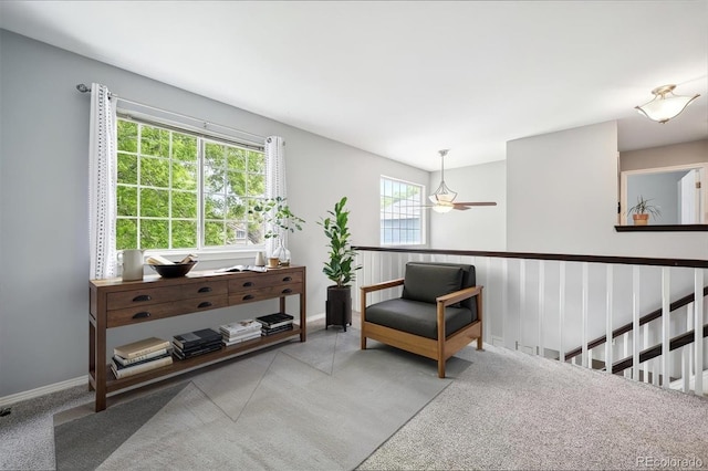 5721 S Jellison St, Littleton, CO 80123 - living area featuring carpet flooring and ceiling fan