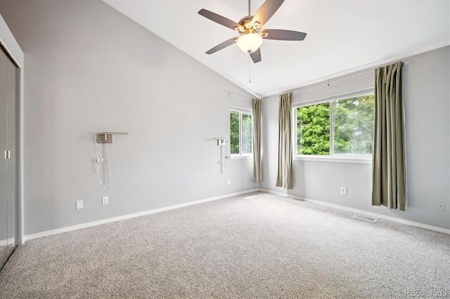 5721 S Jellison St, Littleton, CO 80123 - carpeted empty room with lofted ceiling and a ceiling fan