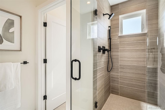 bathroom with a stall shower