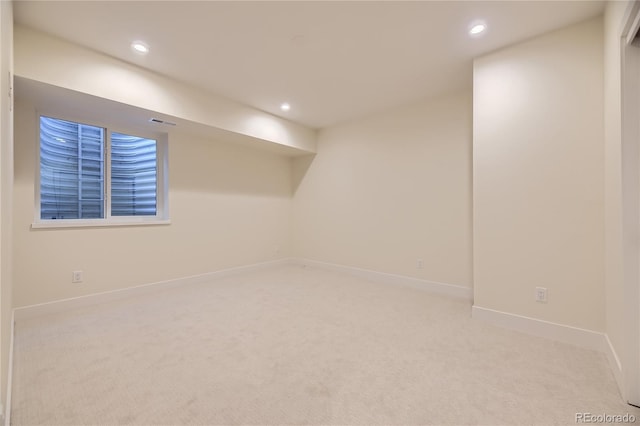 2466 S Cherokee St, Denver, CO 80223 - finished below grade area featuring light colored carpet and recessed lighting