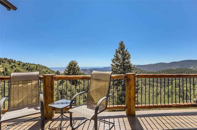 deck featuring a mountain view