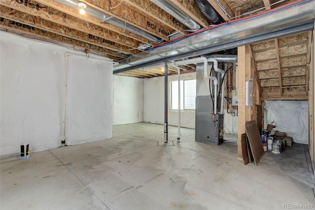 basement with heating unit