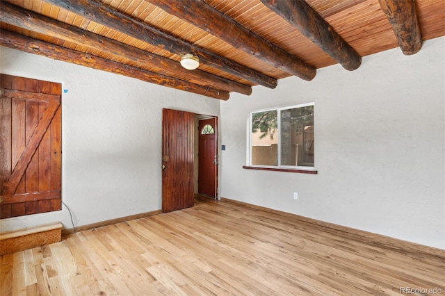 13 Crystal Park Rd, Manitou Springs, CO 80829 - unfurnished room featuring light wood-style flooring and a wooden ceiling with exposed beams