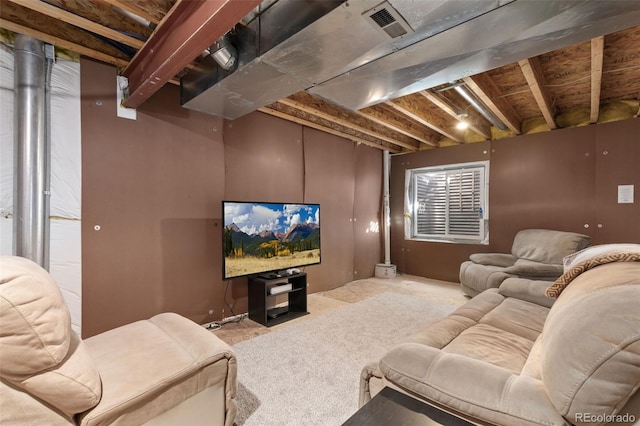 view of carpeted living area