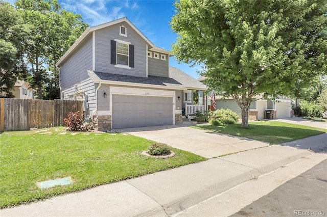 12585 S Beaver Creek Way, Parker, CO 80134 - traditional home with stone siding, concrete driveway, a garage, and a shingled roof