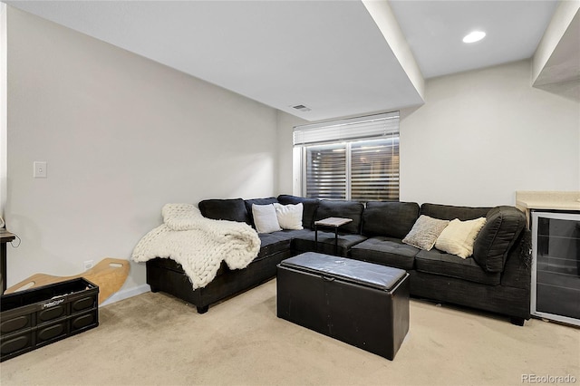 12585 S Beaver Creek Way, Parker, CO 80134 - living area with wine cooler and carpet