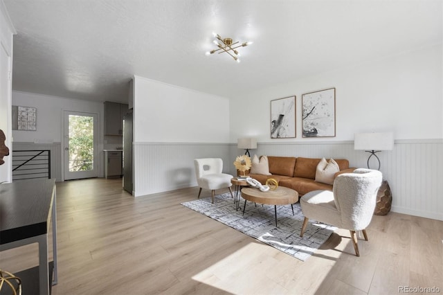 living room with light hardwood / wood-style floors