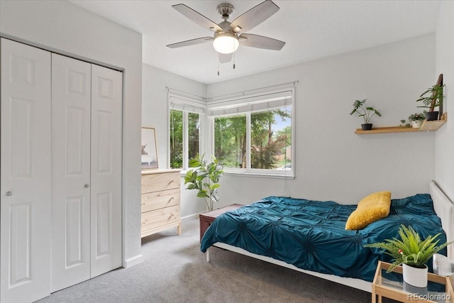 2967 Olive St, Denver, CO 80207 - bedroom featuring carpet flooring, a closet, and ceiling fan