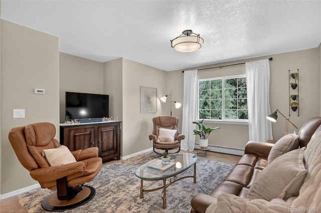 20854 State Highway 96, Wetmore, CO 81253 - living room featuring baseboard heating and a textured ceiling