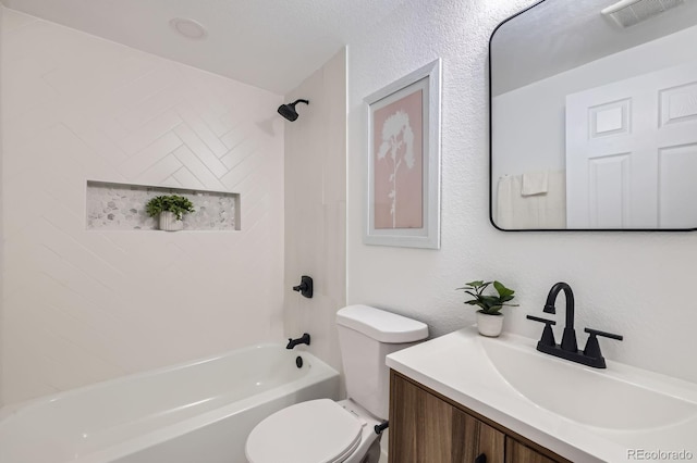 3374 S Niagara Way, Denver, CO 80224 - full bathroom featuring vanity, shower / tub combination, and a textured wall