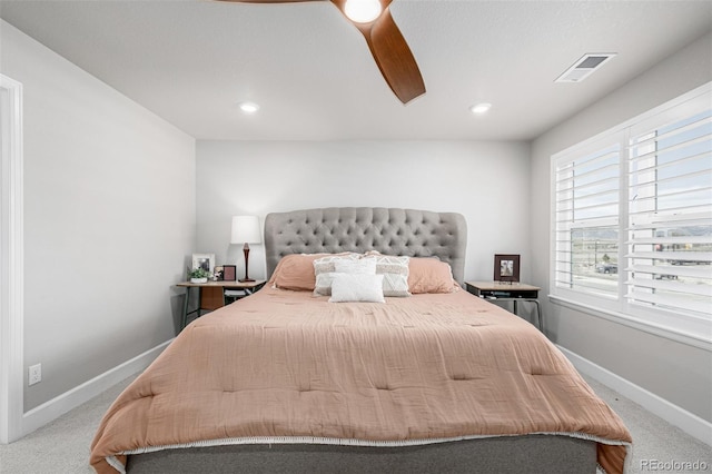 8358 Howell St Unit B, Arvada, CO 80005 - bedroom featuring light carpet, ceiling fan, and recessed lighting