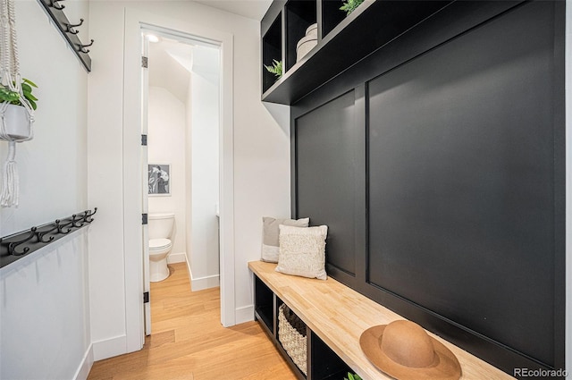 mudroom with light wood-type flooring